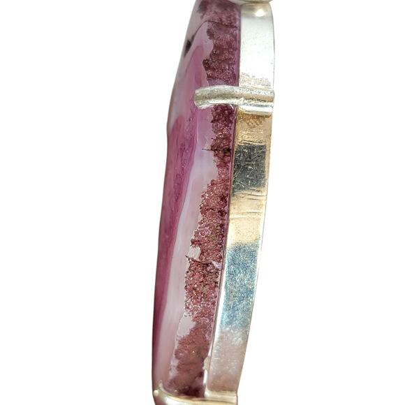 Sterling Silver Purple Agate Pendant – Handmade Geode Slice Necklace - Picture 16 of 16